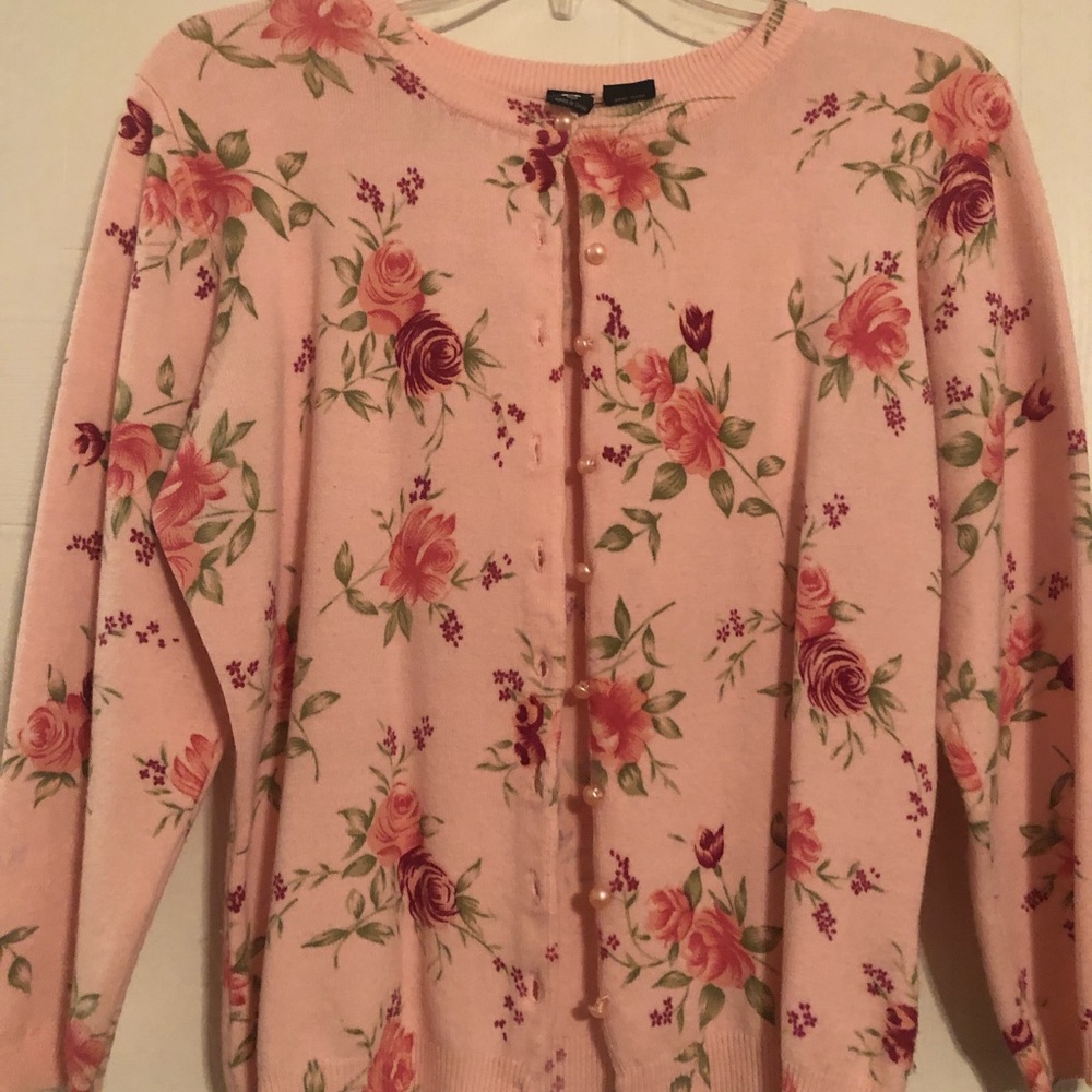 Pink Floral Cardigan